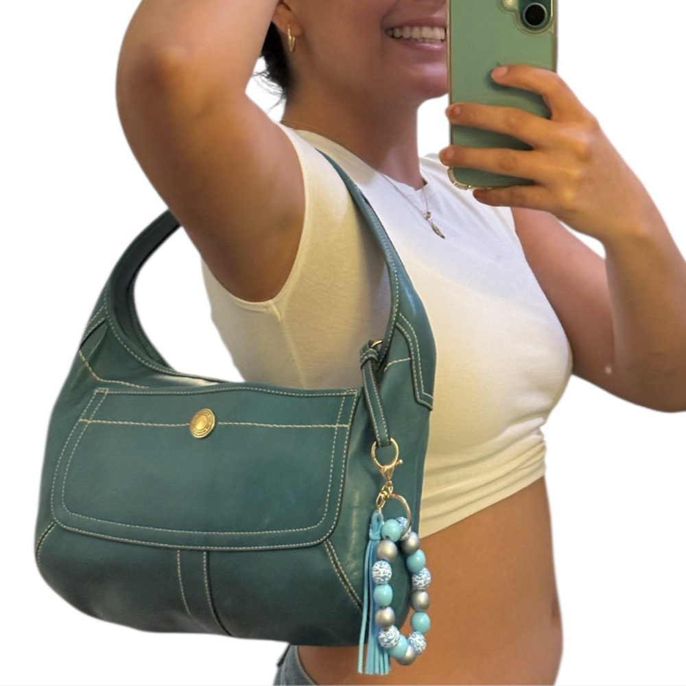Coach Ergo Hobo Bag – Style 10740 – Turquoise Blue Leather